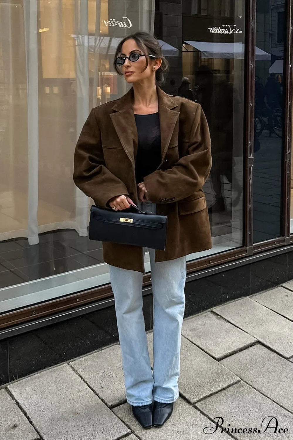 Suede Lapel Blazer Coat