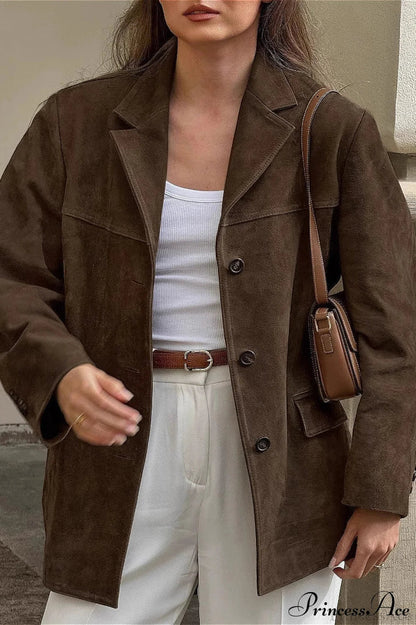 Suede Lapel Blazer Coat