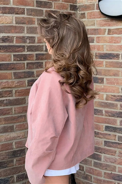 Suede Long Sleeve Coat