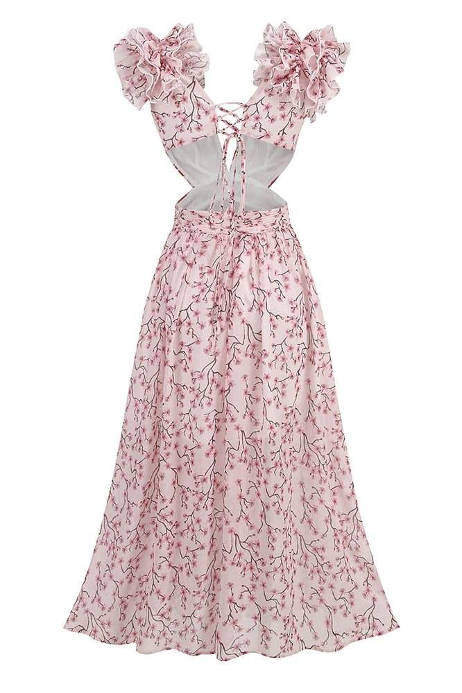 Suzanne Printed Cut-out Maxi Dress