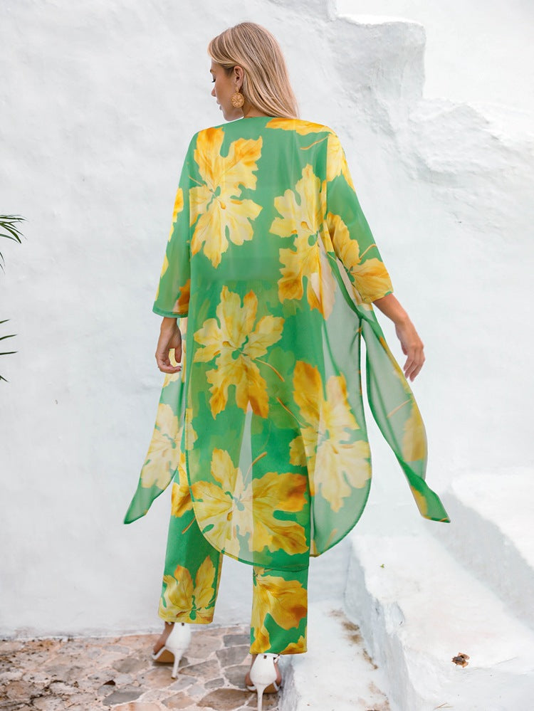 Holiday Printed Kimono and Pants Sets