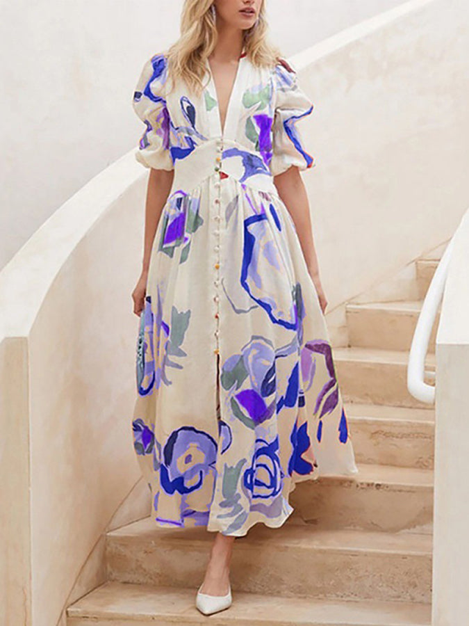 Slim Hem Printed Long Dress