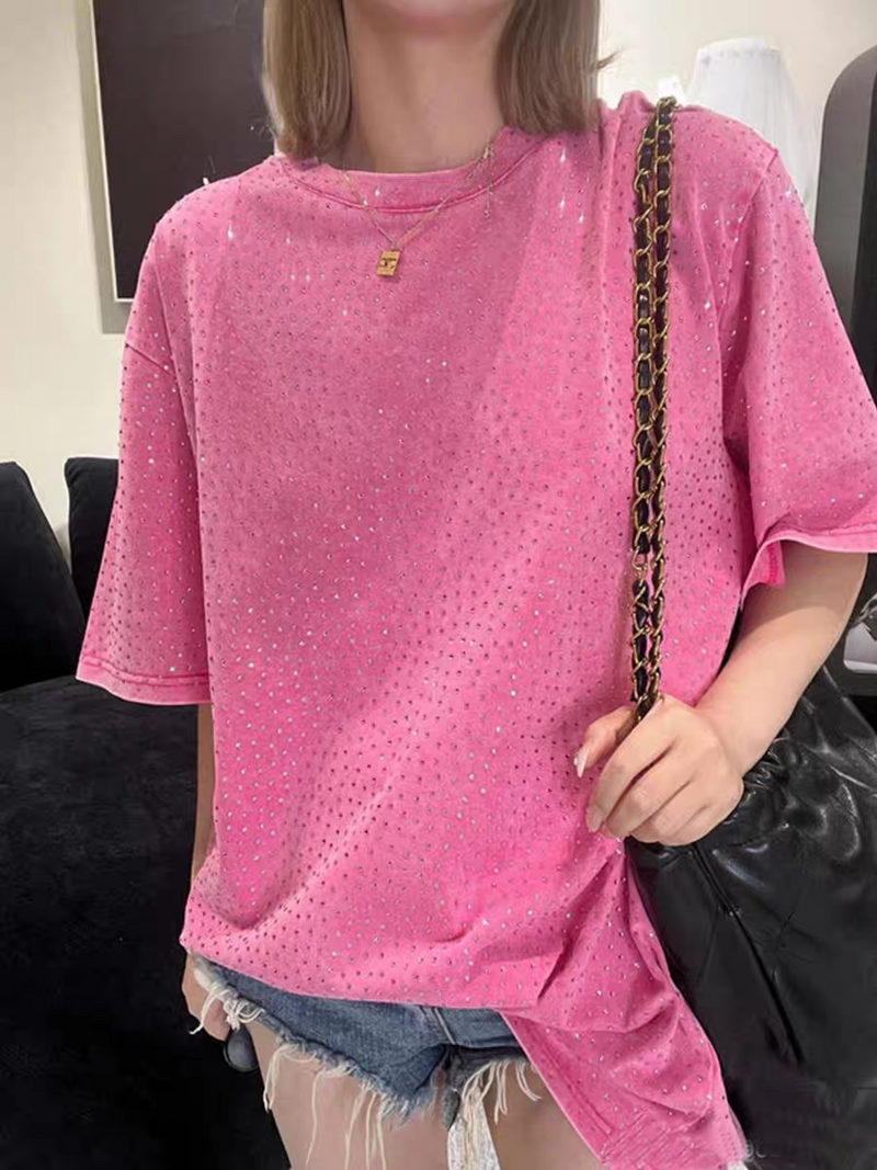 Rhinestone Studded Oversized T-shirt