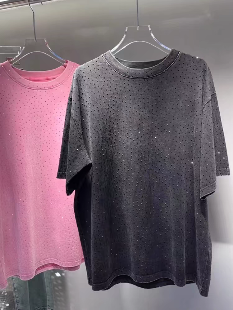 Rhinestone Studded Oversized T-shirt