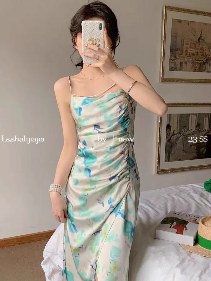 Print Ruched Midi Dress