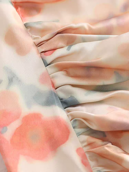 Print Ruched Midi Dress