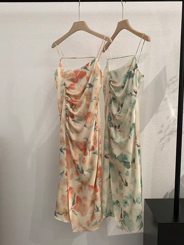 Print Ruched Midi Dress