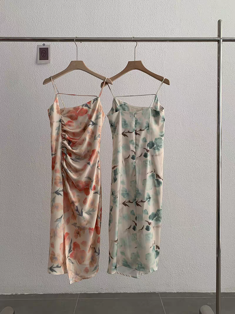 Print Ruched Midi Dress