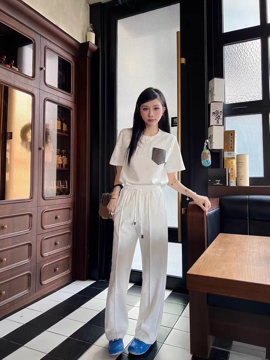 Print Lv Short Sleeve Top & Pants Coord Set