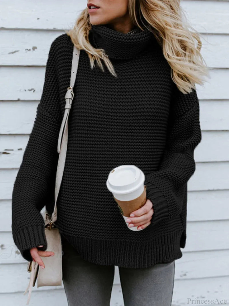 Thick Autumn Winter Green Knitted Oversized Turtleneck Christmas Sweater