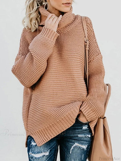 Thick Autumn Winter Green Knitted Oversized Turtleneck Christmas Sweater