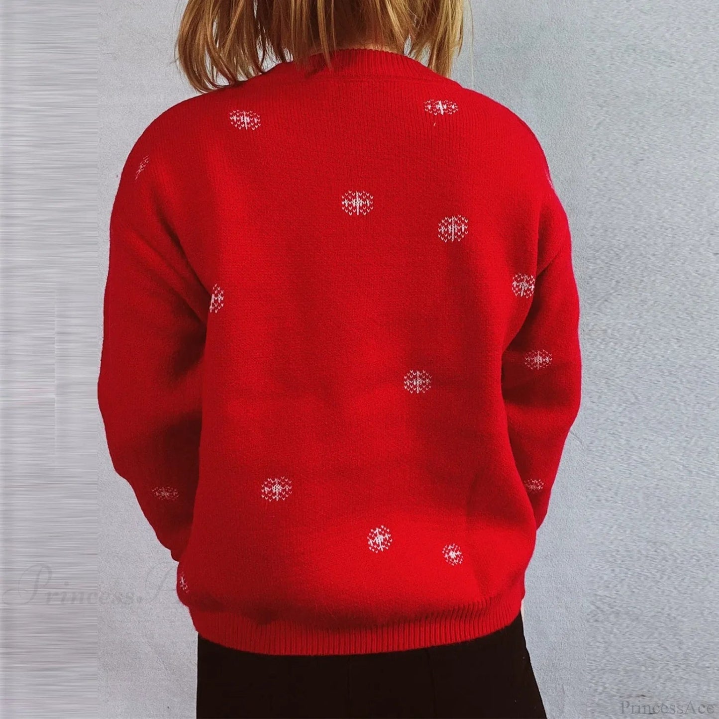 Thickened Color Blocked Hoodie Snowflake Loose Round Neck Christmas Sweater