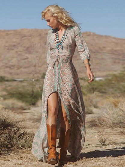 V-neck Chiffon Maxi Dress