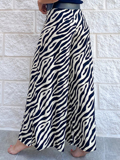 Black Geometric Printed Wide Leg Pants