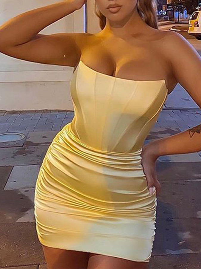 Off Shoulder Croset Slim Mini Dress