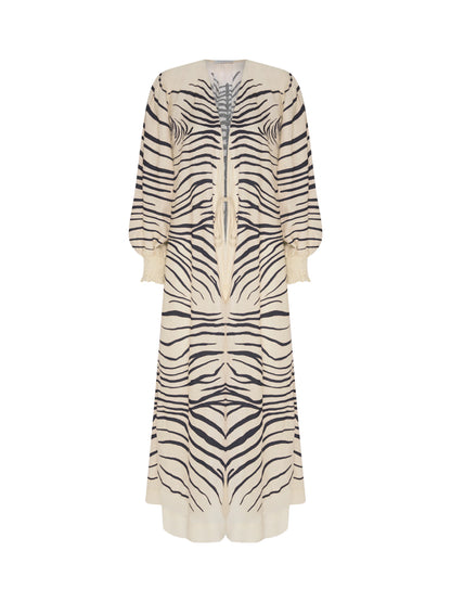 Zebra Print One Piece Swimsuit and Shirt Long Skirt