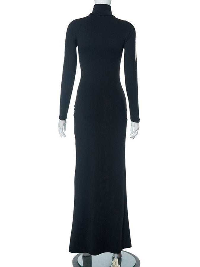 Long Sleeves Printed Slim Maxi Dress