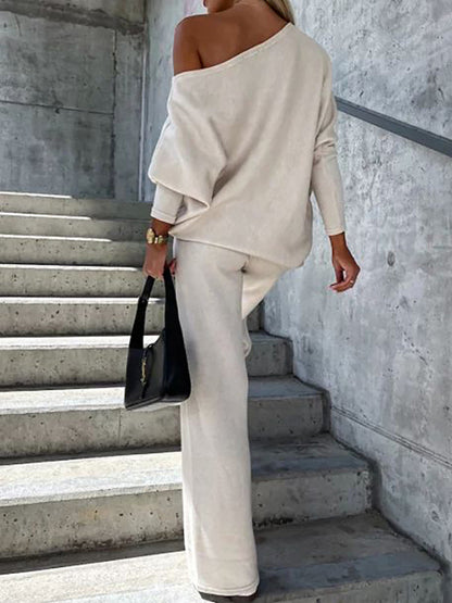 Off Shoulder Color Top and Pants Set