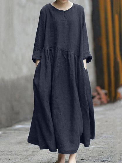 Long Sleeves Round Neck Maxi Dress
