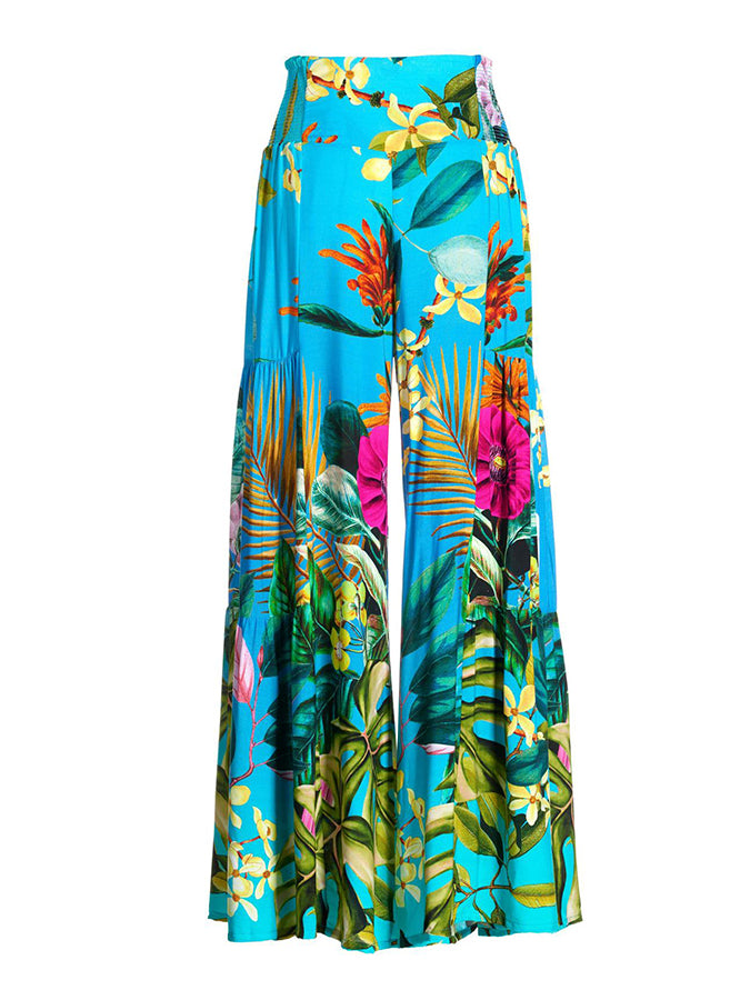 Printed One Piece Swimsuit and Wide-leg Pants