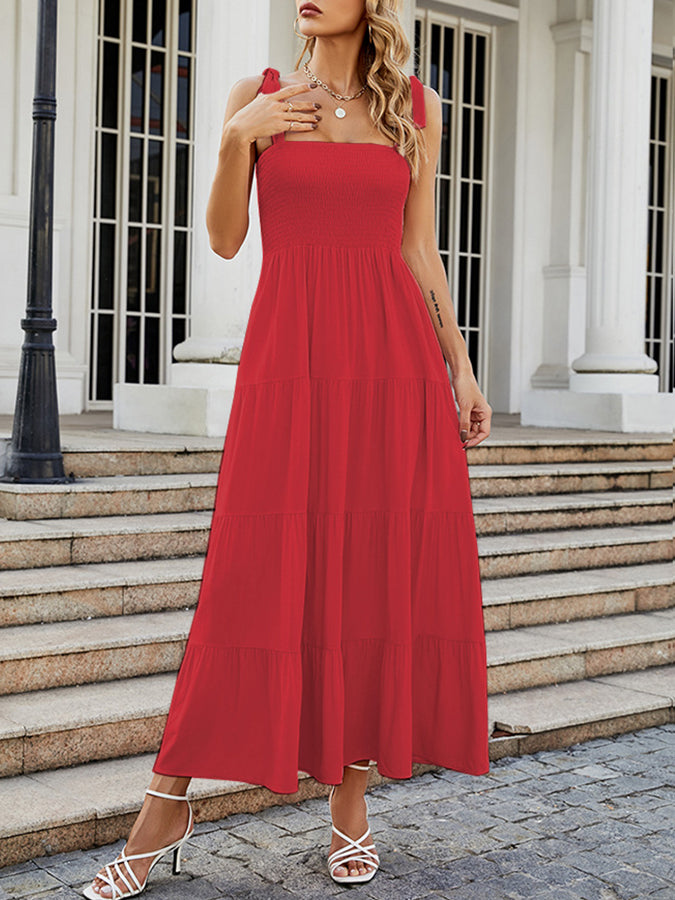 Tie-shoulder Sleeveless Maxi Dress