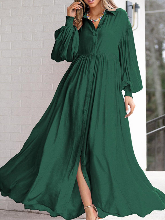 Long Sleeves Buttoned Shirt Maxi Dress