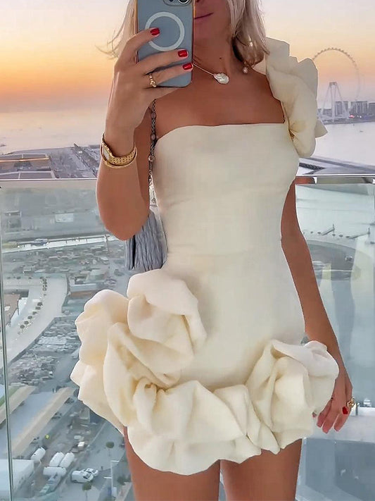 Strapless Bodycon Mini Dress With Ruffles