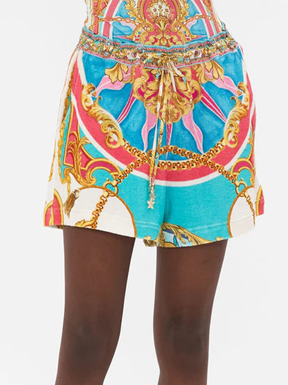 Printed One Piece Swimsuit and Shorts Swimwear