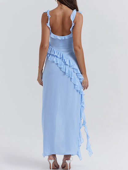 Ruffle Slit Maxi Dress