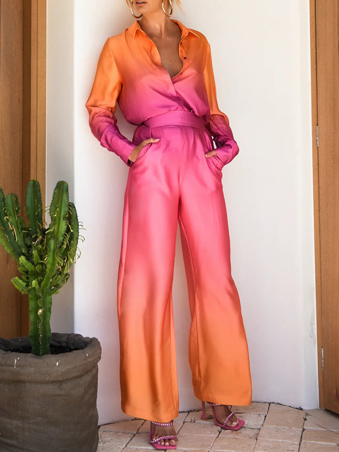 Long Sleeves Tie-dye Shirt and Pants Sets