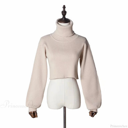 Loose Fashionable Turtleneck Long Sleeve Knit Crop Christmas Sweater