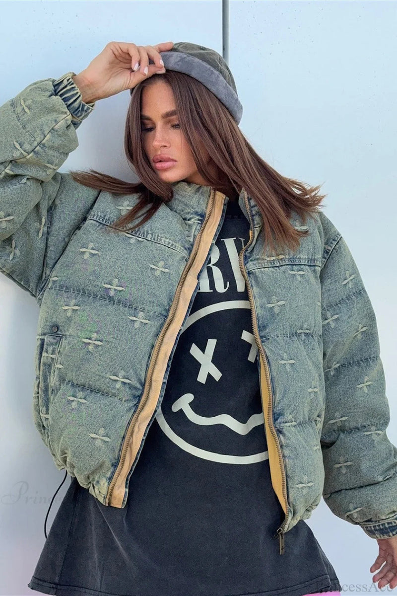 Distressed Cross Embroidered Coat