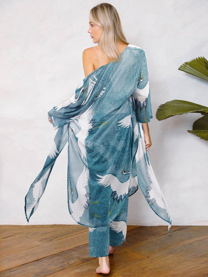 Holiday Printed Kimono and Pants Sets