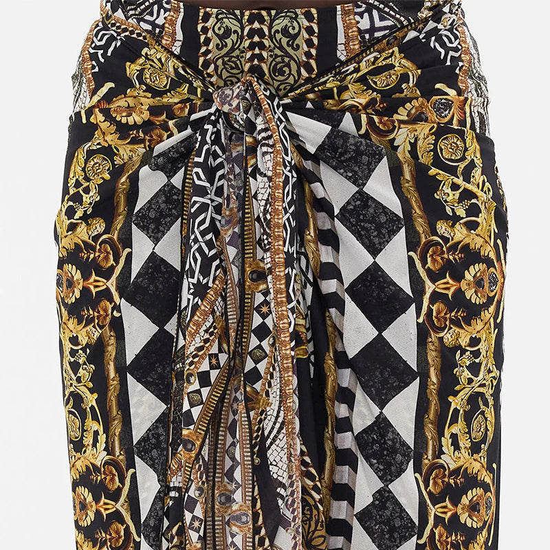 Printed Halter Swimsuit and Skirt