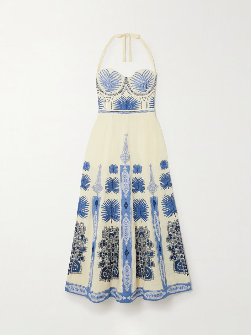 Retro Geometric Pattern One-piece Swimsuit and Skirt