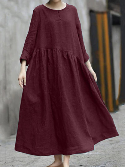 Long Sleeves Round Neck Maxi Dress