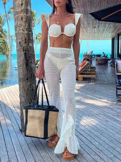 White Bikini and Crochet Pants