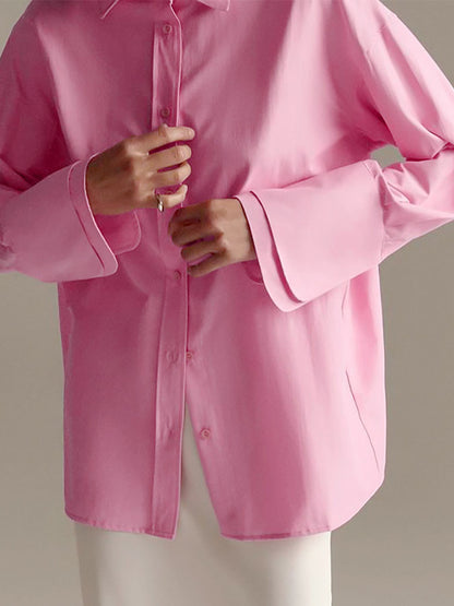 Pink Frill Sleeves Buttoned Blouses