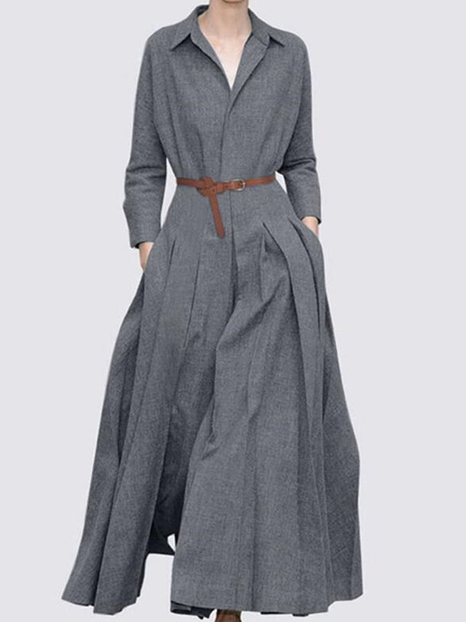 Long Sleeves Shirt Maxi Dress