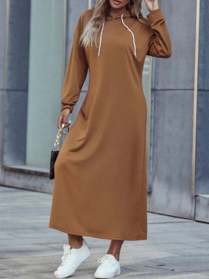 Long Sleeves Hoodie Maxi Dress