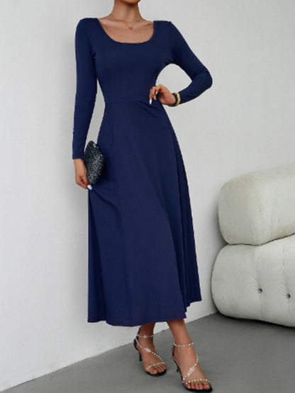 Long Sleeves Round Neck Maxi Dress