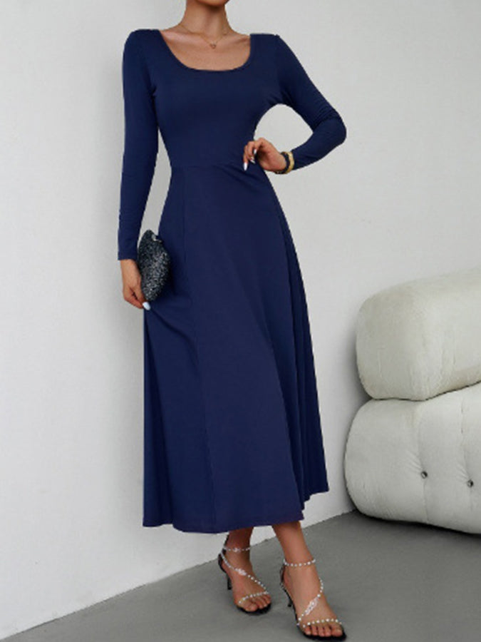 Long Sleeves Round Neck Maxi Dress