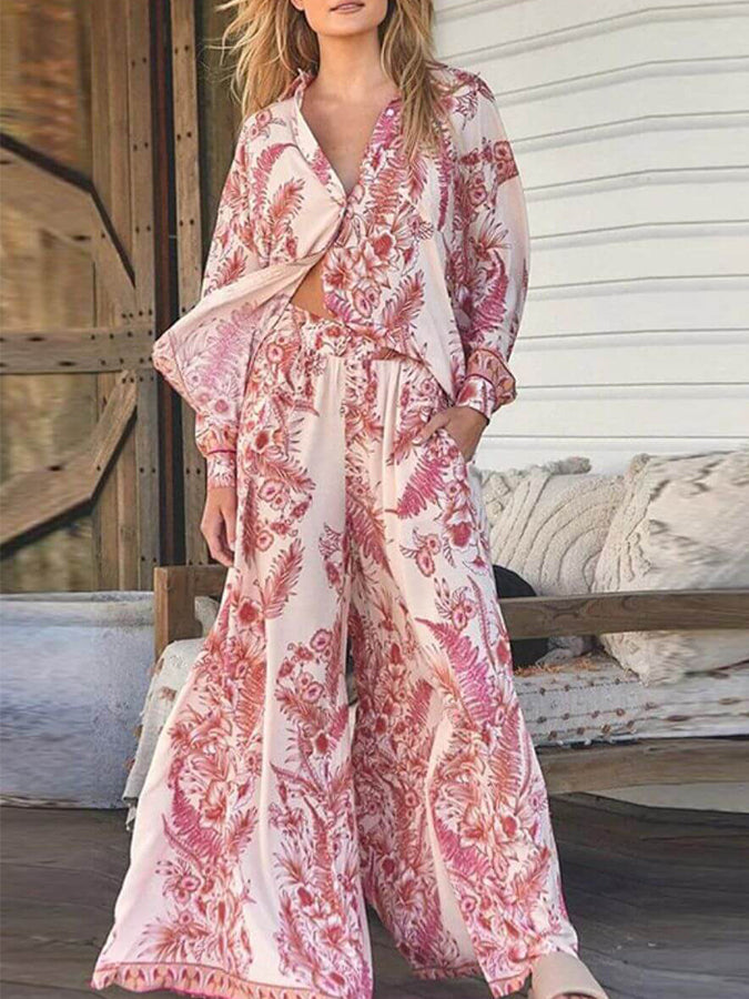 Long Sleeves Printed Shirt and Pants Sets