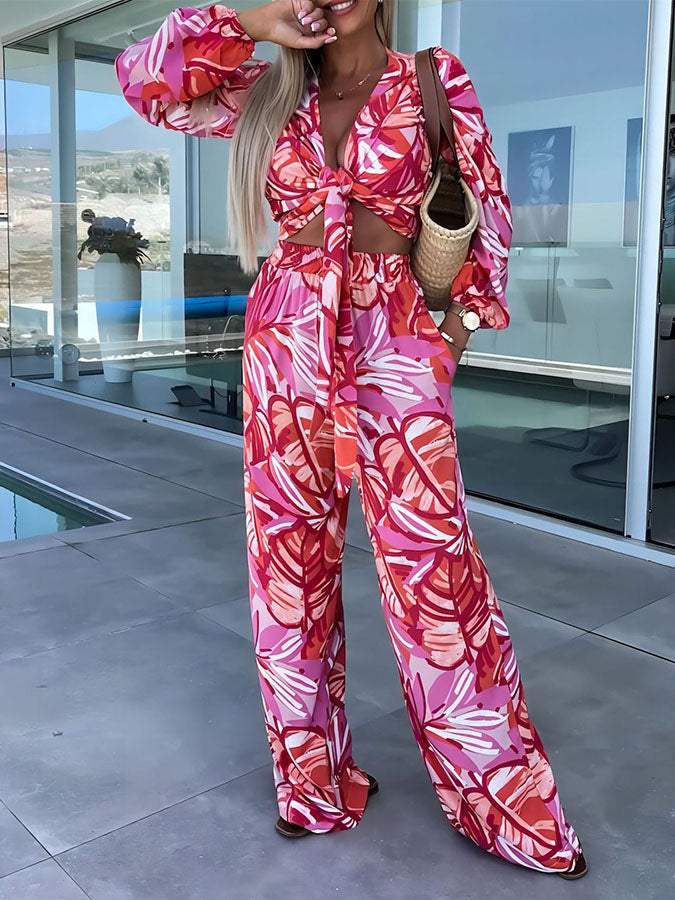 Printed Long Sleeves Top and Pants Sets