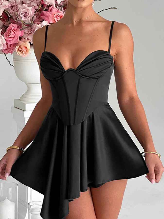 Croset V Neck Mini Dress