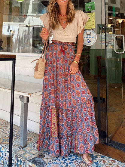 Printed Loose Holiday Swing Skirt