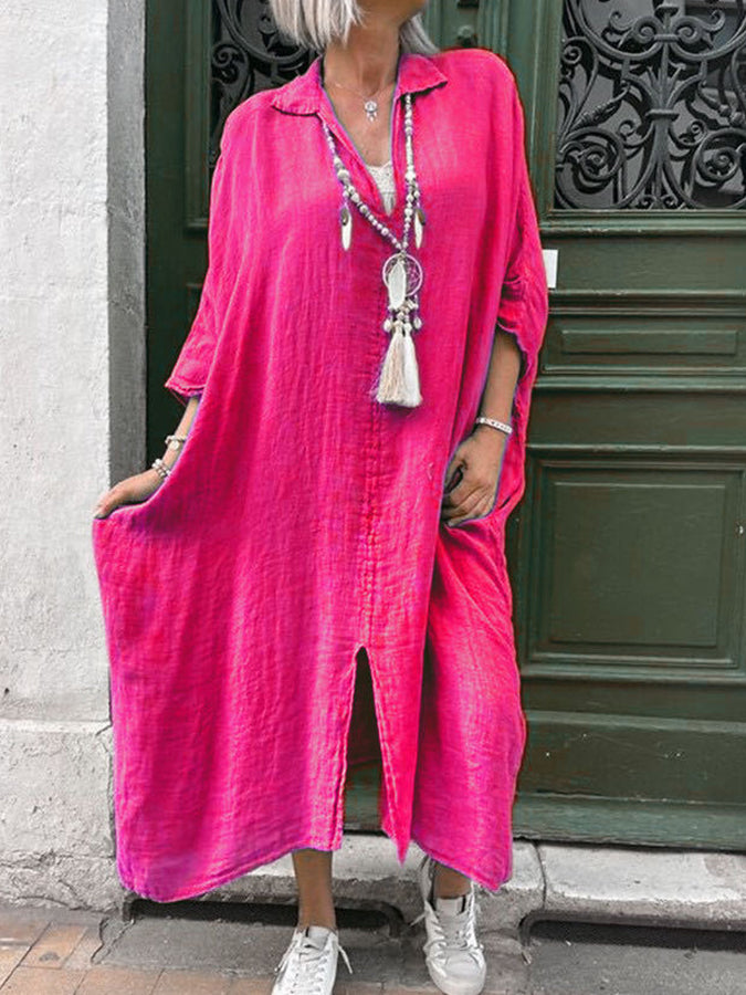 V Neck Half Sleeves Maxi Dress