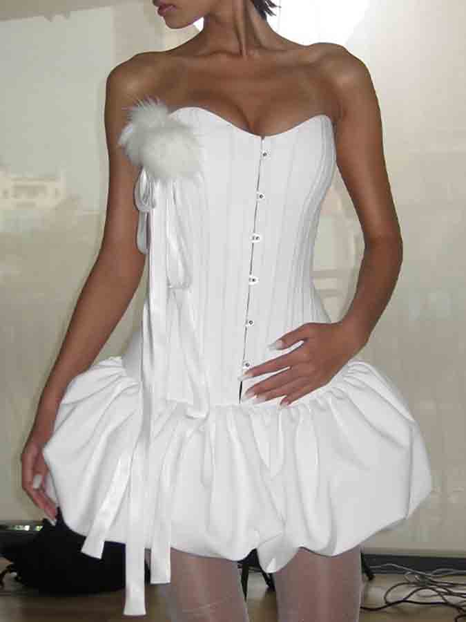 White Off Shoulder Croset Mini Dress