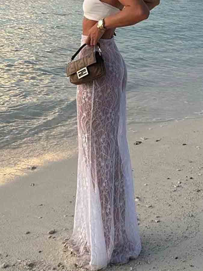 Lace See-through Mermaid Long Skirt