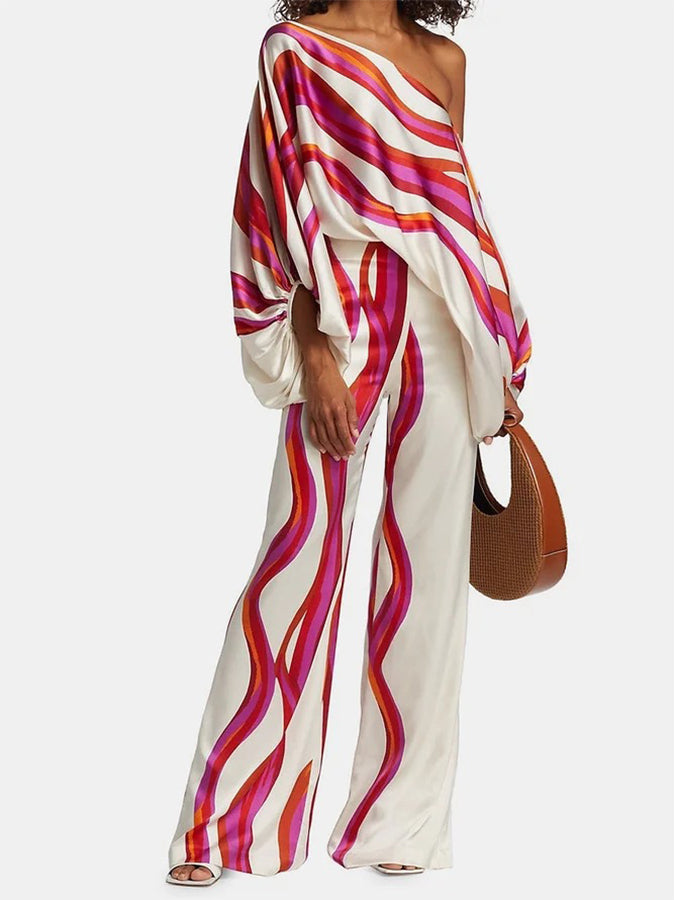 Printed Shirt and Pants Two Piece Set